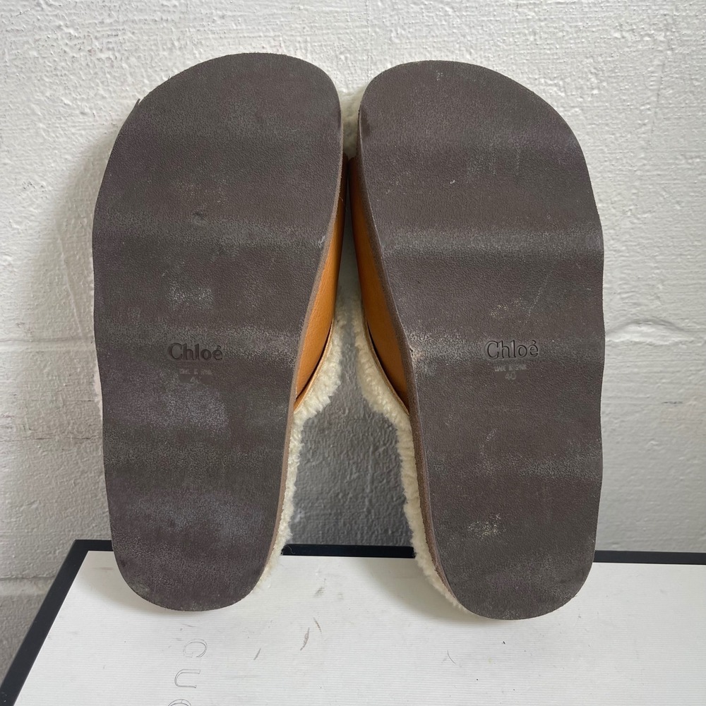 Chloe Woody Natural & Ochre Shearling Slide - Picture 10 of 11